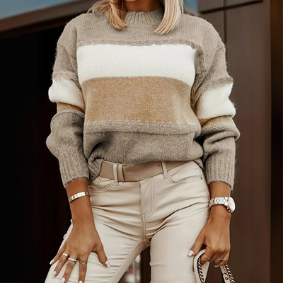 Angela | Sweat-shirt à rayures contrastantes décontracté