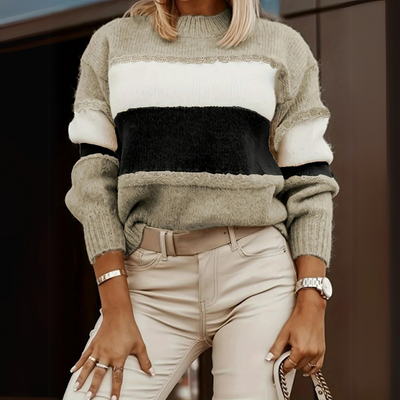 Angela | Sweat-shirt à rayures contrastantes décontracté