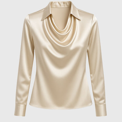 Sylvie | Blouse avec brillance luxueuse et col plissé